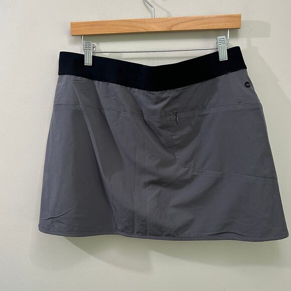 Hi-Tec Gray Skort L Large Elastic Waist Zipper Pockets Skirt w/ Built In Shorts - Picture 3 of 10